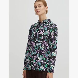 Ichi Floral Long Sleeve Blouse print pattern size small